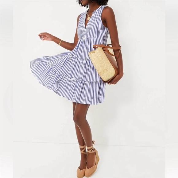 Pomander Place Kenzo Blue and White Striped Poplin Dress Size XL - Picture 4 of 12